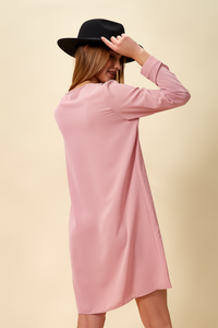 Oversized Tunic with Frill Details in Pink