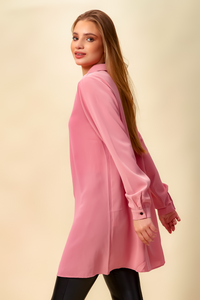 Tunic Shirt with Button Details in Pink