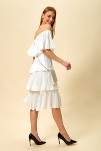 Oversized Midi Layered Dress in White