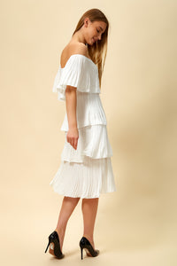 Oversized Midi Layered Dress in White