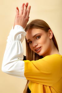 Oversized Colour Block Top in Black, Yellow and White