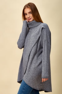 Oversized Turtle Neck Jumper in Grey