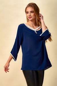 Oversized Top with Details in Blue