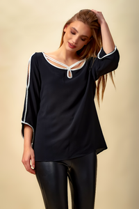 Oversized Top with Details in Black