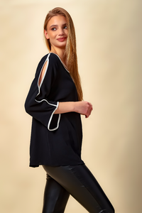 Oversized Top with Details in Black