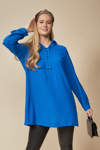Tunic Shirt with Button Details in Blue
