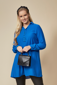 Tunic Shirt with Button Details in Blue