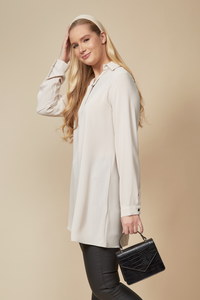 Tunic Shirt with Button Details in Beige