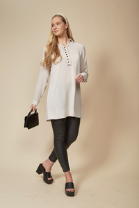 Tunic Shirt with Button Details in Beige