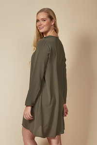 Oversized Tunic with Frill Details in Khaki