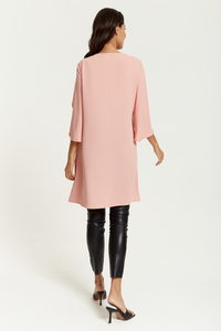 Oversized V Neck Tunic with Split Sleeves in Pink