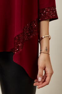 Oversized Sequin Detail Top In Red