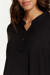 Long Sleeves Tunic with Button Details in Black