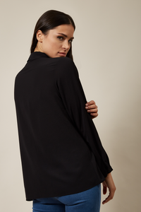Tie Neck Oversized Top In Black