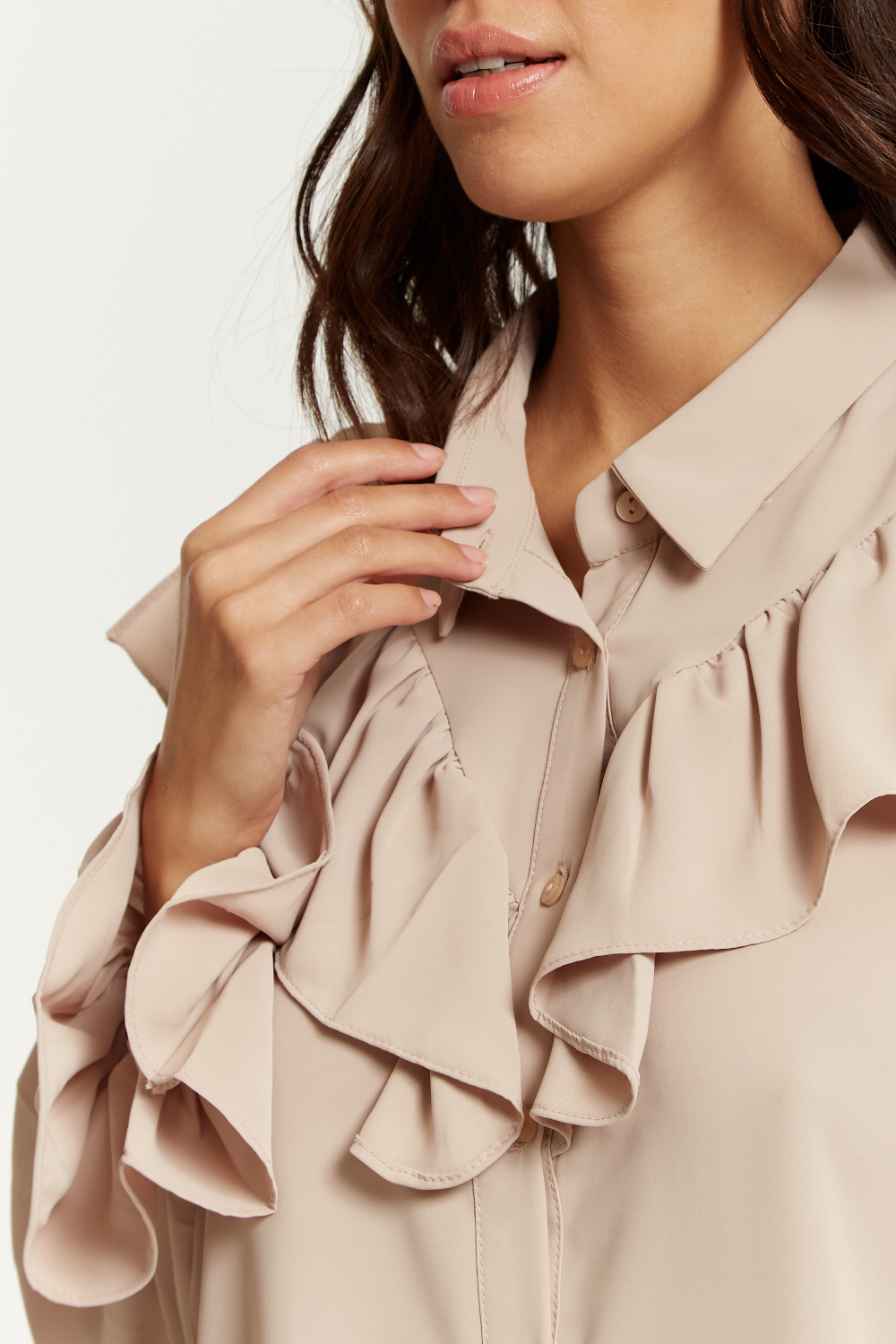 Oversized Frilled Front Shirt with Detailed Cuffs