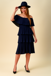 Oversized Midi Layered Dress in Navy