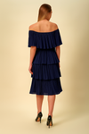 Oversized Midi Layered Dress in Navy