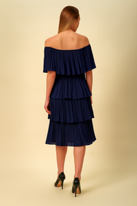 Oversized Midi Layered Dress in Navy