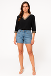 Oversized Top With Khaki Tape Collared Details In Black