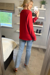 Oversized Long Sleeves Collar Detailed Shirt in Red