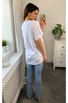 Oversized Sequin Relaxed T Shirt In White