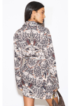 Oversized Tunic Shirt Dress with Long Sleeves in Animal Print