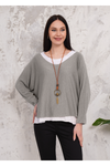 Oversized Long Sleeves Double Layered Top in Light Mocha
