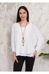 Oversized Long Sleeves Double Layered Top in Light White