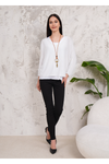 Oversized Long Sleeves Double Layered Top in Light White