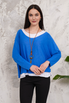 Oversized Long Sleeves Double Layered Top in Blue