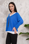 Oversized Long Sleeves Double Layered Top in Blue