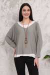 Oversized Long Sleeves Double Layered Top in Light Mocha