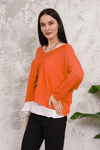 Oversized Long Sleeves Double Layered Top in Orange