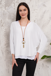 Oversized Long Sleeves Double Layered Top in Light White