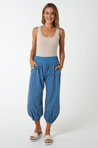 Relaxed Fit Button Detailed Trousers in Denim