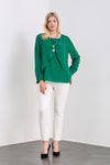 Oversized Long Sleeves Layered Blouse in Green