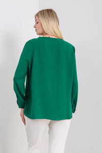 Oversized Long Sleeves Layered Blouse in Green