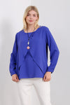 Oversized Long Sleeves Layered Blouse in Royal Blue