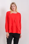 Oversized Long Sleeves Layered Blouse in Red