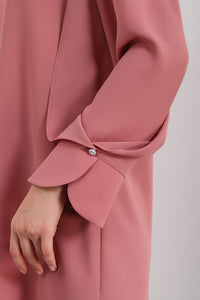 Oversized Detailed Sleeves V Neck Tunic in Pink