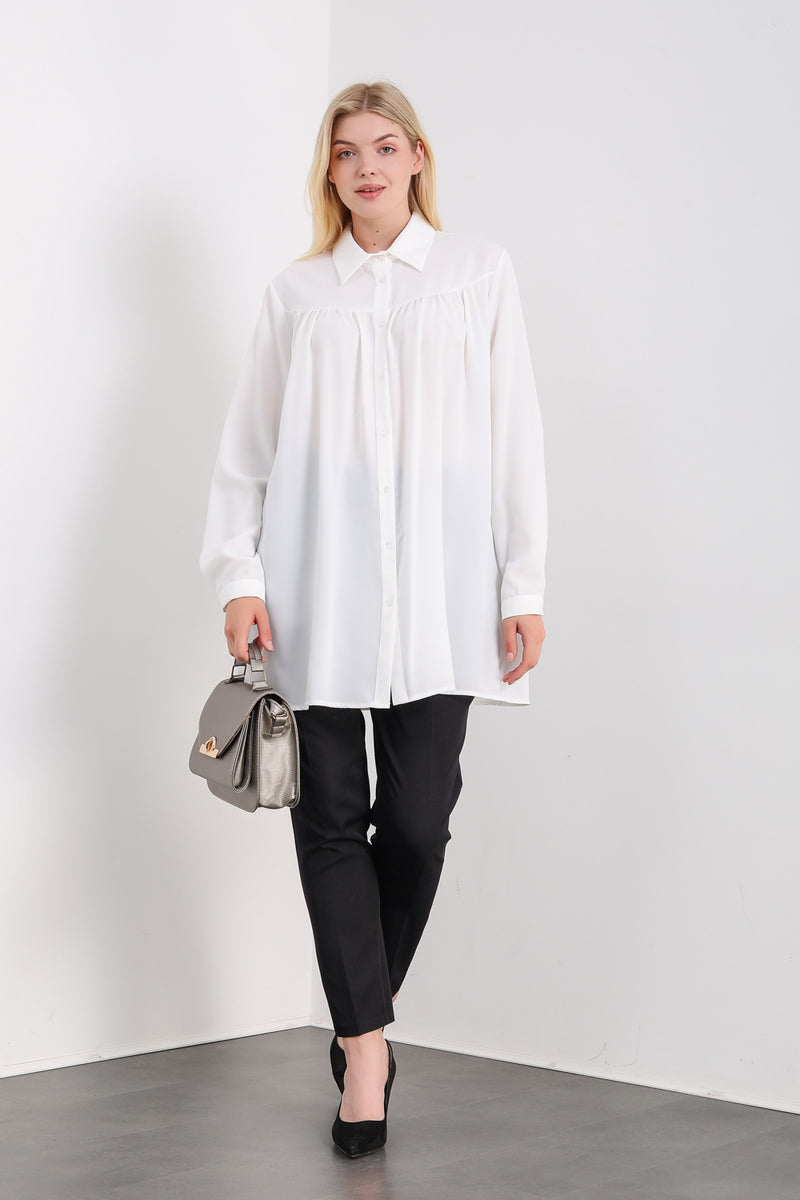 Relaxed Fit Long Sleeves Tunic in White