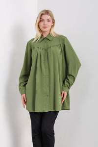Relaxed Fit Long Sleeves Tunic in Khaki