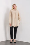 Relaxed Fit Long Sleeves Tunic in Beige