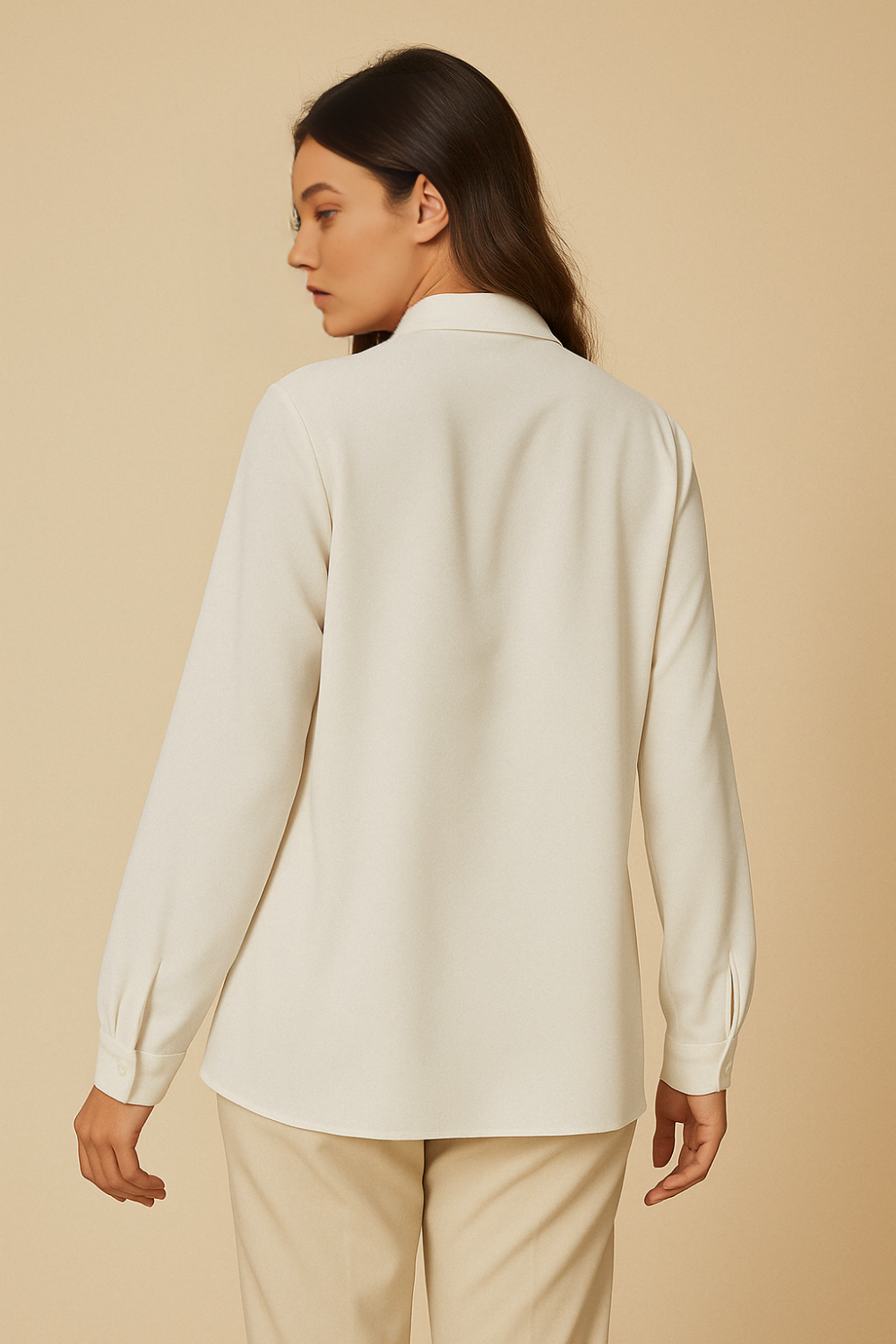 Tie Neck Oversized Top in White