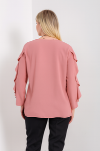 Oversized Ruffle Sleeve Relaxed Fit Top In Pink