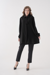 Oversized Long Sleeves Tie-Neck Tunic in Black