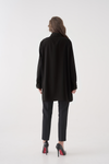Oversized Long Sleeves Tie-Neck Tunic in Black