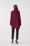 Oversized Long Sleeves Tie-Neck Tunic in Burgundy