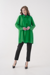 Oversized Long Sleeves Tie-Neck Tunic in Green
