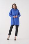Oversized Long Sleeves Tie-Neck Tunic in Indigo